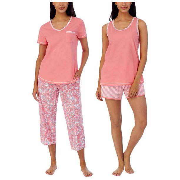 Carole Hochman Ladies' 4Piece Cotton Pajama Set, Pink XS
