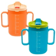 2Pcs Sippy Cup with Straw Portable Elderly Spill Proof Cup with Handle 300ML Feeding Mug Easy to Use Practical Non Spill Mug for Kids Seniors