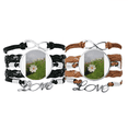thumbnail image 1 of Pure White Cosmos Art Deco Fashion Bracelet Hand Strap Leather Rope Wristband Double Set, 1 of 3