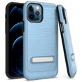 thumbnail image 1 of Kaleidio Case For iPhone 12 Pro Max (6.7") [Metallic Armor] Brushed Metallic [Shockproof] Kickstand Carbon Accent Cover [Blue/Black], 1 of 4