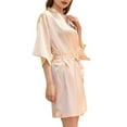 thumbnail image 4 of snilers Silk Robes for Women Satin Kimono Bathrobe Glitters Bridesmaid Letter Print Sleepwear Wedding Party 3/4 Sleeve Nightgown, 4 of 6