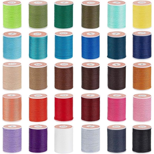 360 yardas/30 rollos de cordón de poliéster encerado de 1 mm, hilo trenzado para coser, cordón de costura encerado, hilo de cera