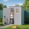 thumbnail image 3 of Asofer 5x3 FT Outdoor Storage Shed, Multipurpose Resin Shed with Floor Lockable Door for Garden, Backyard, Gray, 3 of 8