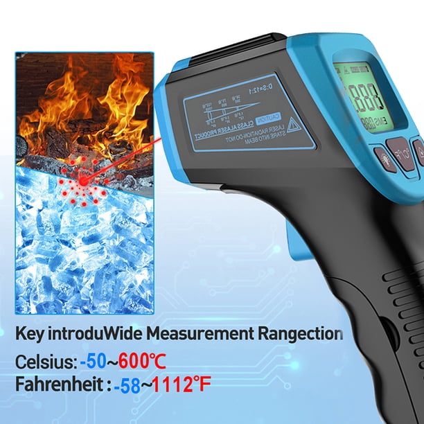 Termómetro infrarrojo digital Medidor de temperatura láser Pirómetro (Azul)