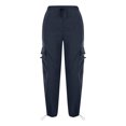 thumbnail image 6 of UVEASISHA Womens Cargo Parachute Pants Baggy Y2k Hiking Elastic High Waist Pants Drawstring Wide Leg Sweatpants with Pockets Ahorros de verano Navy XXL, 6 of 7