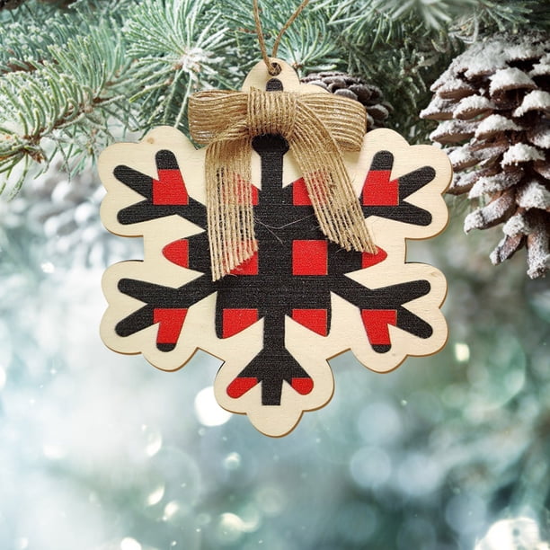 Wmhnj Juego de 12 adornos navideños de madera con colgadores de cuerda de cñamo para decorar el rbol de Navidad y fiestas.