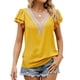 thumbnail image 1 of Blusa de encaje con cuello en V profundo para mujer, manga con volantes, informal, holgada, elegante, para verano, 1 of 6