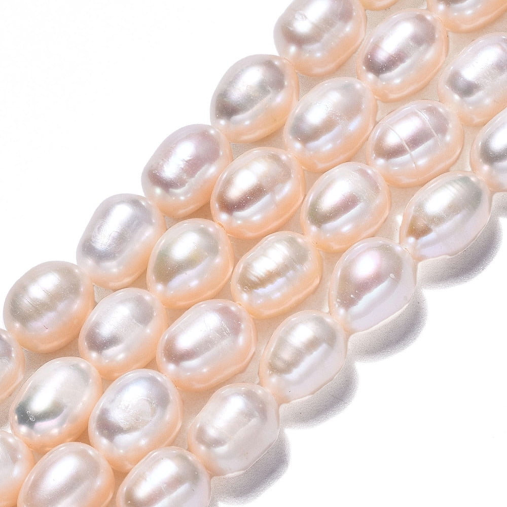 Natural Cultured Freshwater Pearl Beads Strands Rice Creamy White 8~9x6~7mm Hole: 0.7mm about 36~38pcs/strand 13.78 inch(35cm)