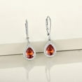 thumbnail image 2 of Divine Creation 1.50 Ct Pear Cut Red Garnet & Diamond Leverback Drop Dangle Earring's 14K White Gold Plated 925 Sterling Silver For Women's, 2 of 3