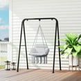 thumbnail image 4 of Spaco Hammock Swing Chair with Large Cushion, Macrame Hanging Chair with Chain and Steel Frame for Patio, Beach, Gray, 4 of 11