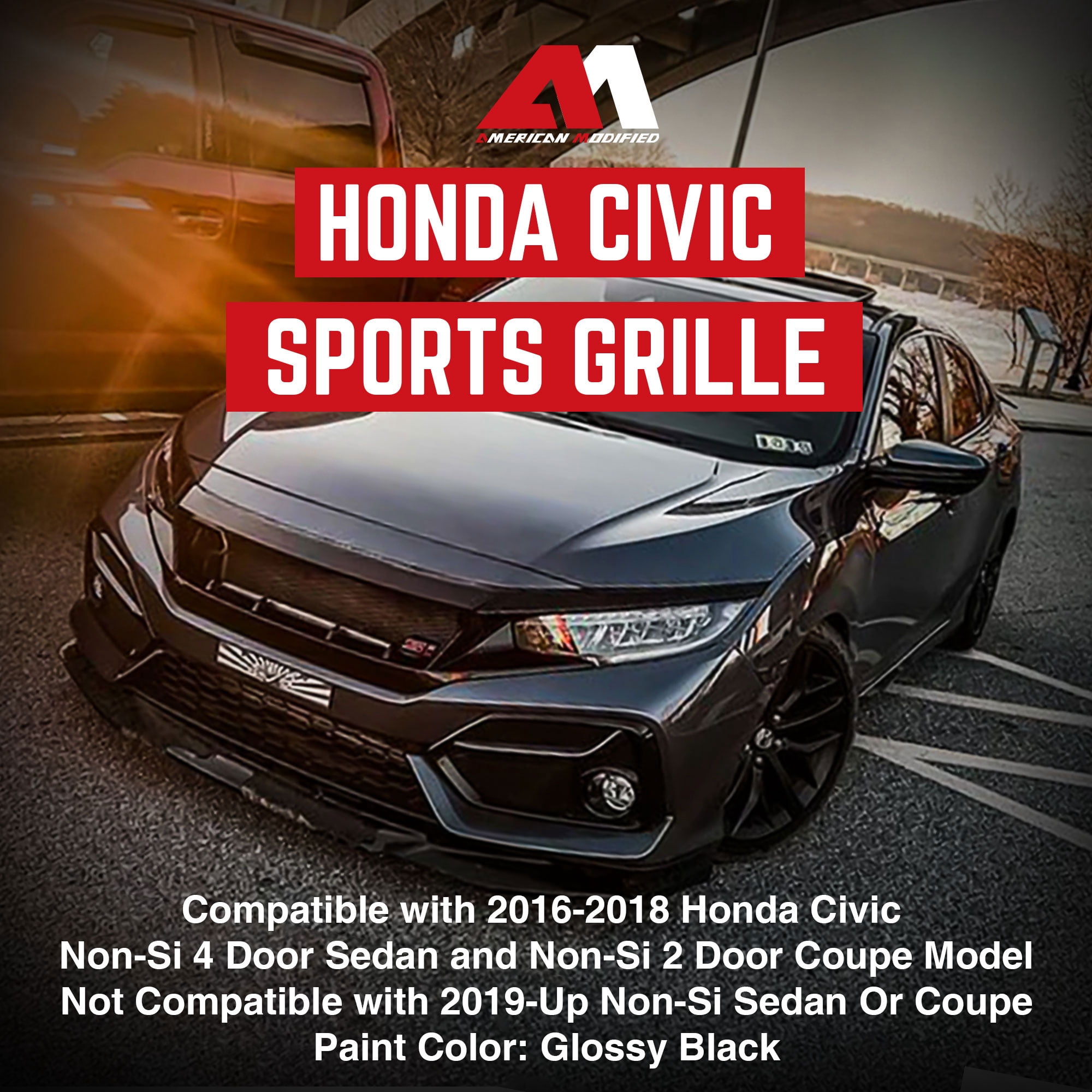 AMERICAN MODIFIED Sports Grille for 16-21 Honda Civic/Sedan/Hatchback/FK8