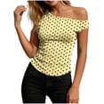 thumbnail image 2 of HappyYEE Women's One Shoulder Tank Tops Fashion Polka Dot Slim Fits Tanks Casual Comfy Summer Sleeveless Tops ,Yellow,M, 2 of 6