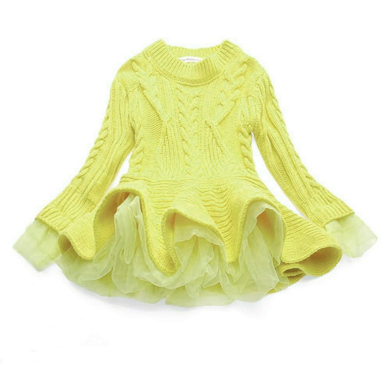 Pullover knitted top tulle dress