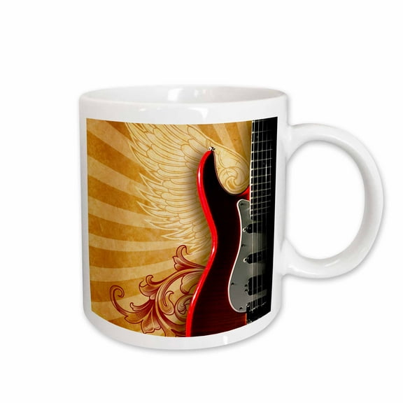 3drose, Rock Guitar on a Rock Poster Background, 15oz Mug