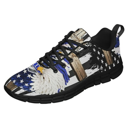 

Back The Blue Eagle Wreath Christian Cross Running Shoes Sneakers Mesh Black Size 4