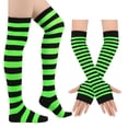 thumbnail image 2 of IAJDKMEK Halloween Striped Over The Knee Socks - Matching Gloves Set Party Socks, 2 of 7