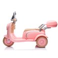 thumbnail image 3 of LightingGo 12V Electric Motorcycle Battery Kids Ride,3-Wheel Toy w/Bluetooth Music USB Backseat Portable Storage LED Headlight For Kids 3-6(Pink), 3 of 8