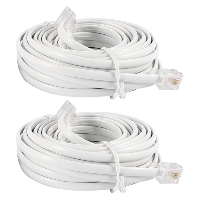 2 Pieces White RJ11 6P4C Male to Male Connector Coupler Telephone Extenstion Cable Cord 6M 20ft