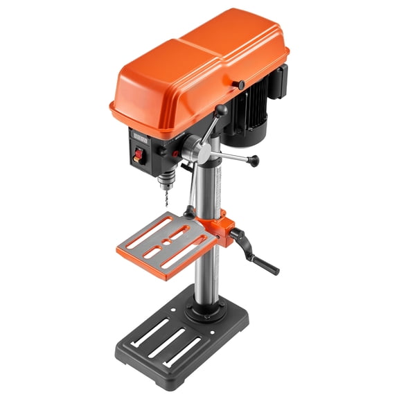 KFFKFF 10-Inch Benchtop Drill Press, 5 Amp, 0.8 HP 600W, Variable Speed 530-3140 RPM, 0-45° Adjustable Worktable, Laser Guide and LED Light, Tabletop Drilling Machine for Wood and Metal