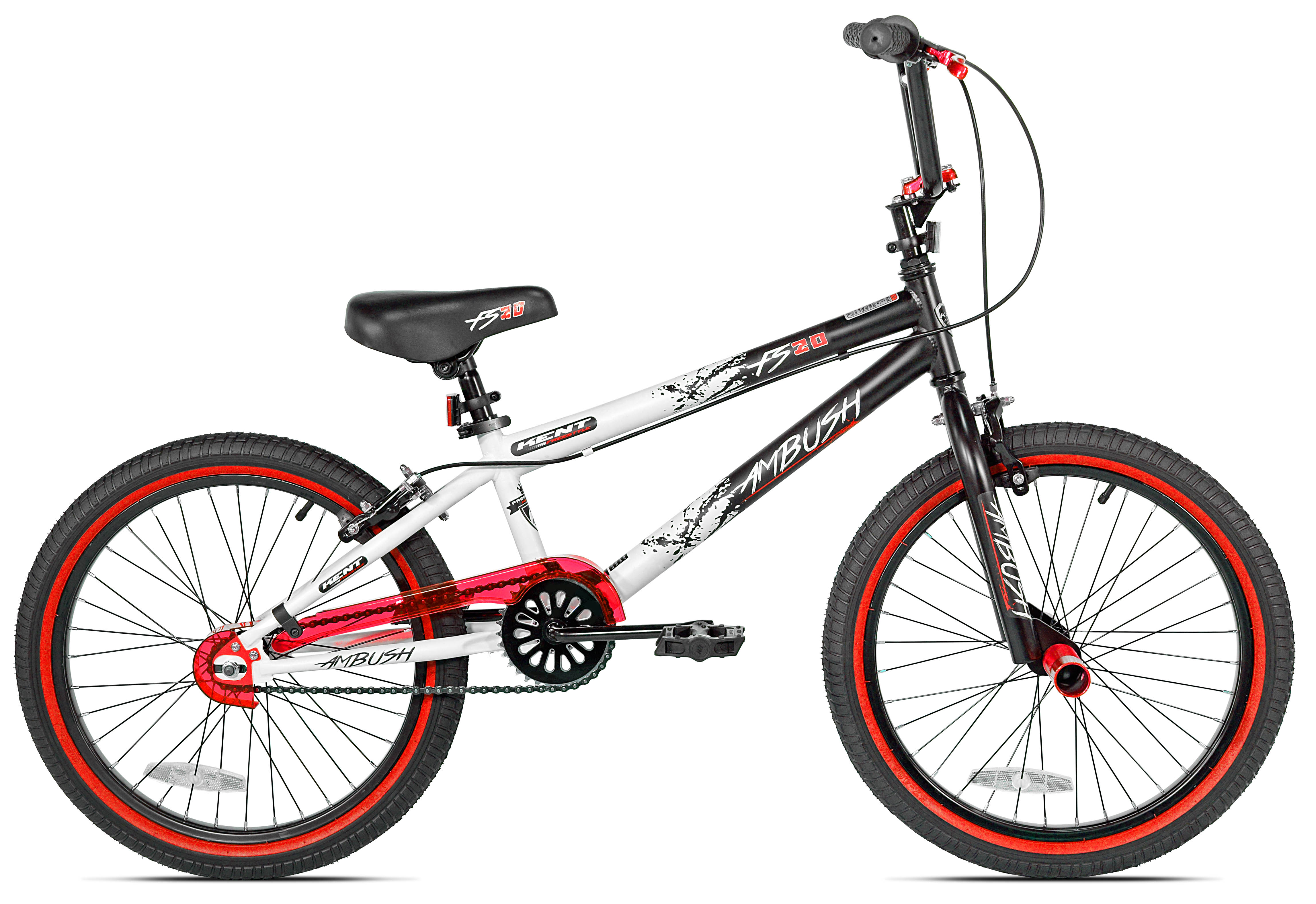 20" Kent Bicycle Ambush BMX Bicycle, Fits Rider 4'2"-5', Red/White/Black, Child, Unisex