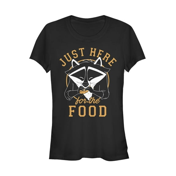 Junior's Pocahontas Meeko Here For Food Graphic Tee Black Large