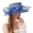 thumbnail image 2 of FUNUONY Kentucky Organza Derby Hats for Women Church Tea Fascinator Wide Brim Sun Hat for Ladies Cocktail Tea Party Hat Flower Church Wedding Bridal Straw Caps Wedding Bridal Flower Church Hat Spring, 2 of 4