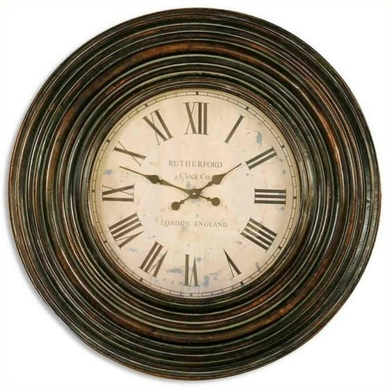 Uttermost Trudy 38 Wooden Wall Clock In Distressed Burnished Brown