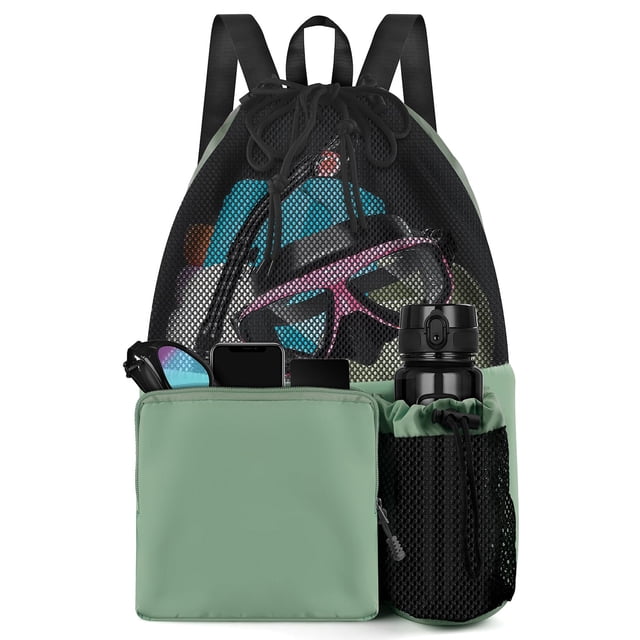 Bolsa de natación BROTOU, 47 x 40 cm, mochila de malla con bolsillo húmedo