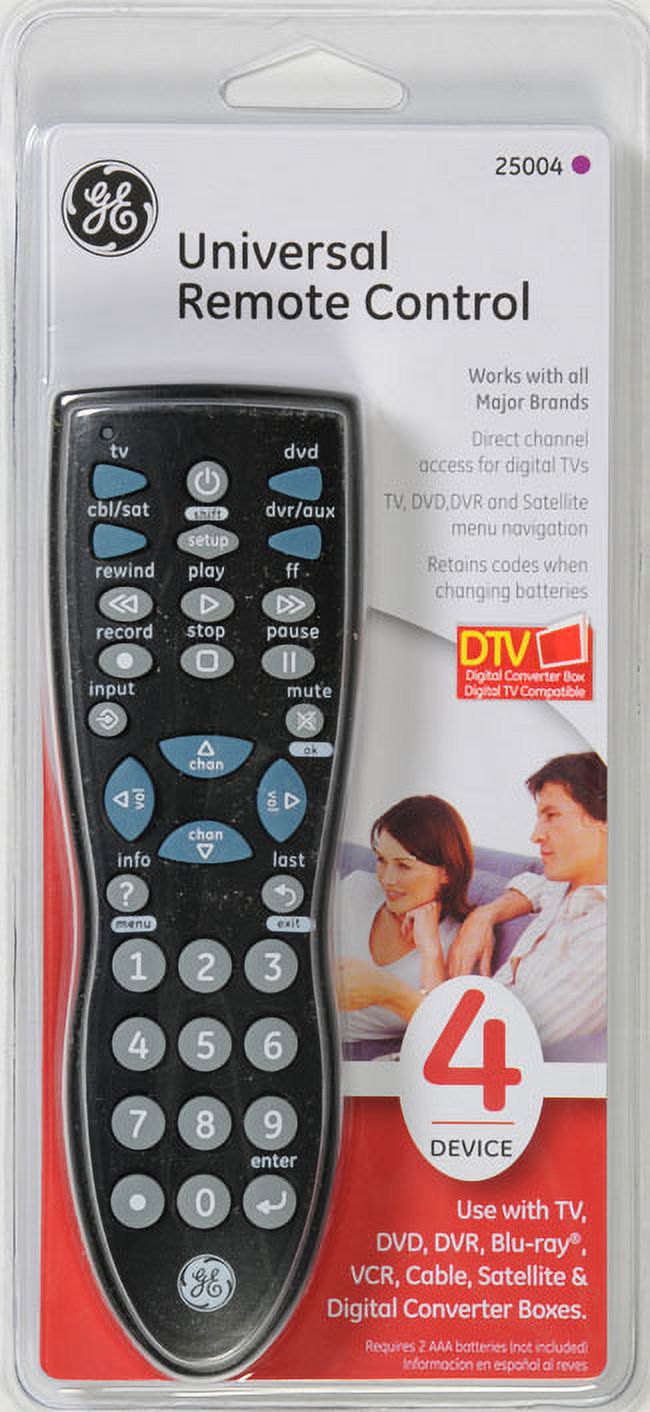General Electric Universal Remote Control, 4 Device Black