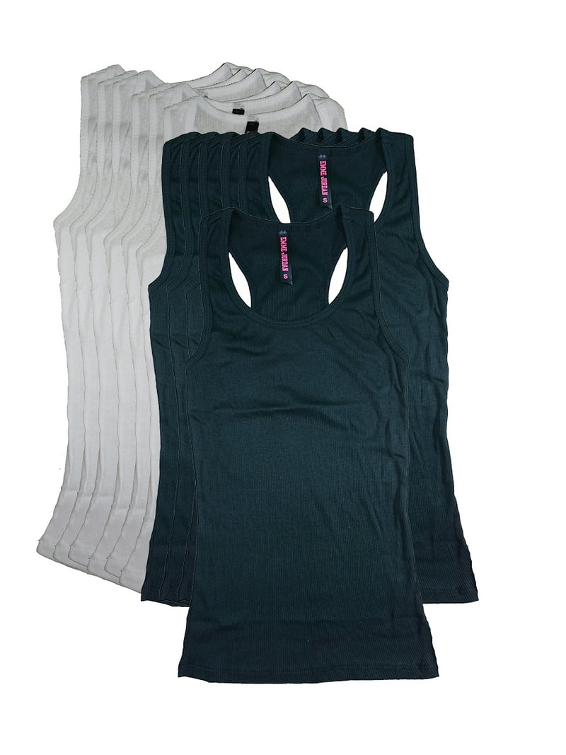 Emme Jordan Junior Women's 12 Pack Racer Back Tank Tops