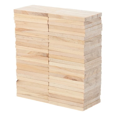OUNONA 50pcs Unfinished Wood Craft Blocks Diy Plaques Decorations Versatile Rectangle Wooden Pieces For Crafting Wood Carving Building