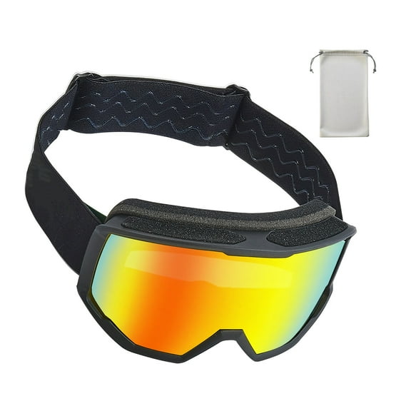 KFFKFF Ski Goggles with Cylindrical Lens and Orange Revo Coating, OTG Anti-Fog Design for Adults and Teens, Flexible TPU Frame and Ventilated Structure, Ideal for Skiing, Snowboarding, Skating