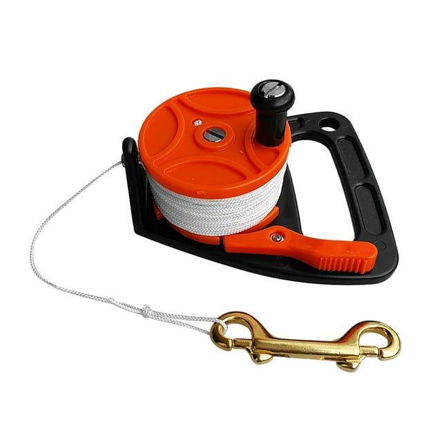 Compact Scuba Diving SMB Dive Reel & Handle, 46m Line, Orange