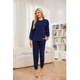 thumbnail image 4 of HEARTNICE Womens Pajamas Set, Fleece Lightweight Outfit Soft Lounge Pjs Cozy Sleepwear,(Navy,XL), 4 of 4