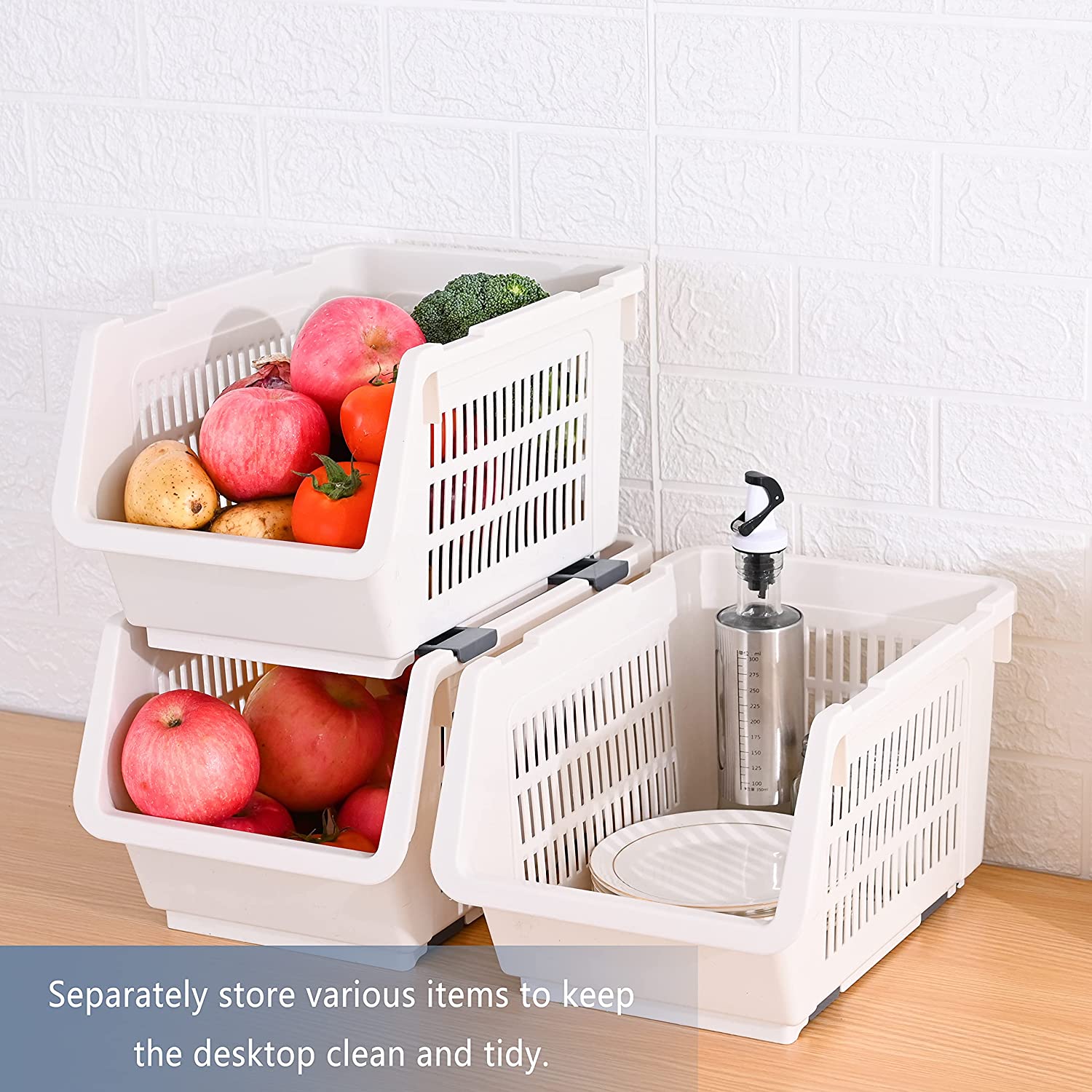 Boîte De Rangement Lifewit 4 Compartiments - Blanc - Organisateur Bureau, Salle De Bain Ou Cuisine - Portable Et Empilable