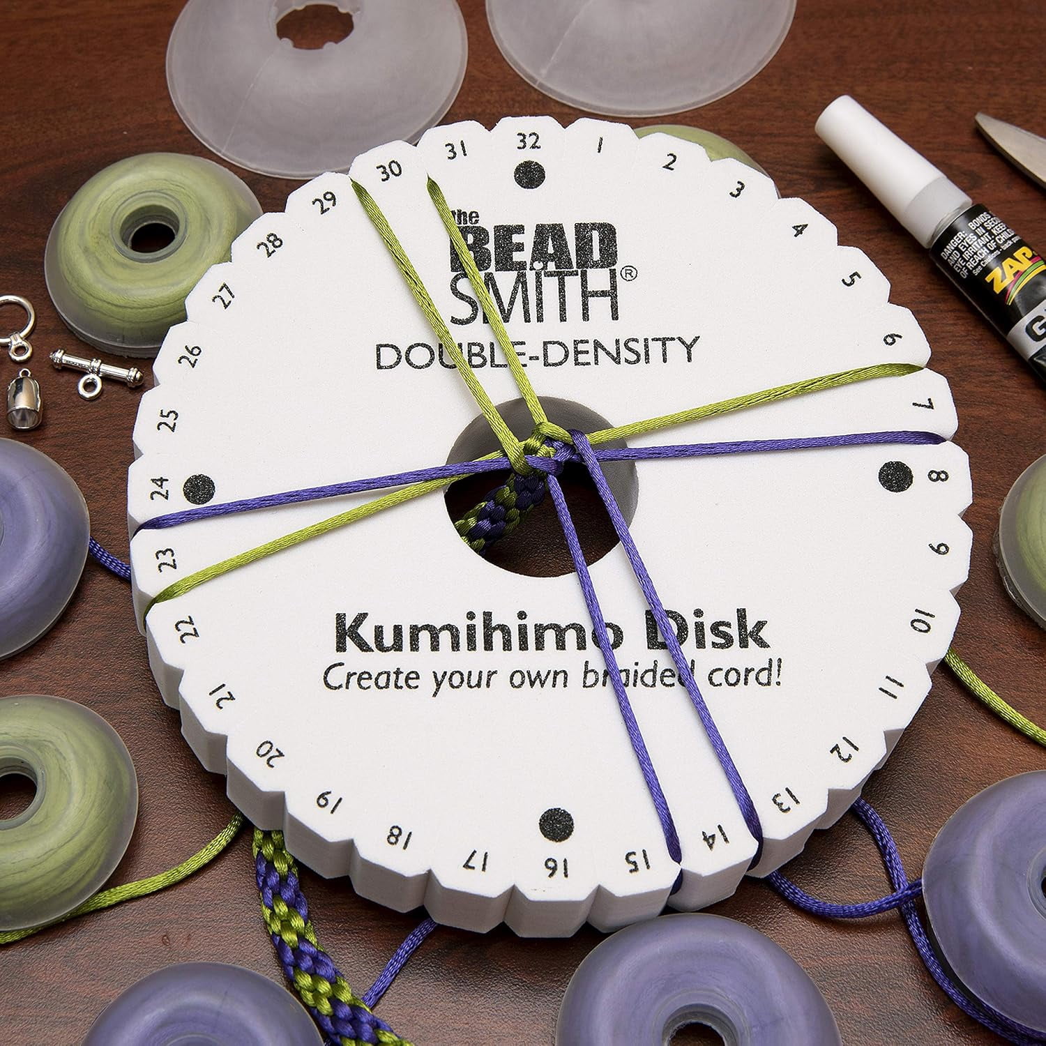The Beadsmith Round Kumihimo Disk, 6 inch diameter, 0.75” (20mm) thick double dense foam, Jewelry Tools for Braiding, box of 10 disks