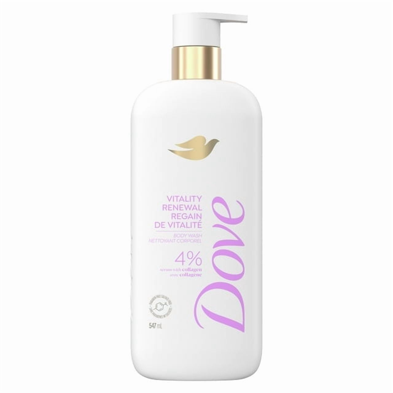 Dove Vitality Renewal Firming Body Wash 4% Restoring Serum with Collagen All Skin Type, 18.5 oz - 2 Pack