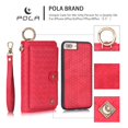 thumbnail image 2 of iPhone 8 Plus Wallet Detachable Case, iPhone 7 Plus Case, Dteck [wrist band & metal buckle] [14 Card Slots] Zipper Purse Phone Case Folio Flip Weave PU Leather Removable Magnetic Back Cover, Red, 2 of 8