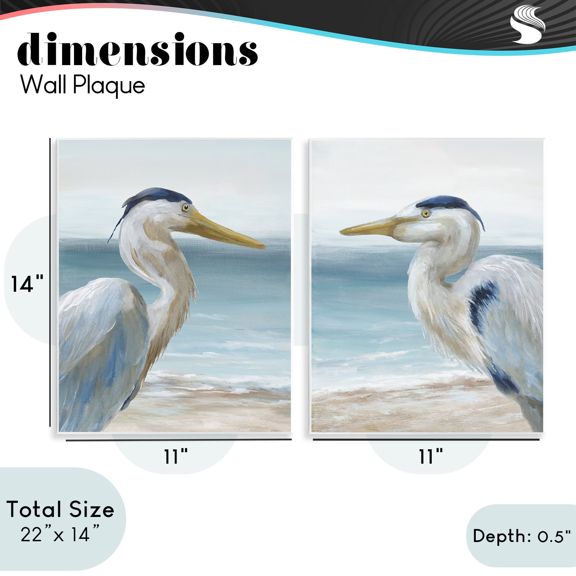 Stupell Industries Tranquil Gaze Herons 2 Piece Wall Plaque Art Set, design by Nan