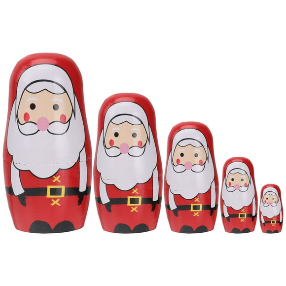 EeaseMX 5 muñecas rusas Matrioska de madera pintadas con diseño de Papá Noel