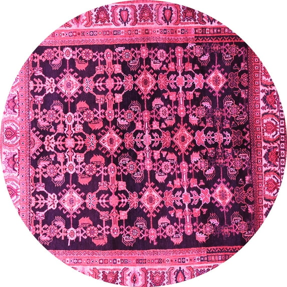 Ahgly Company Indoor Round Persian Pink Traditional Area Rugs, 3' Round