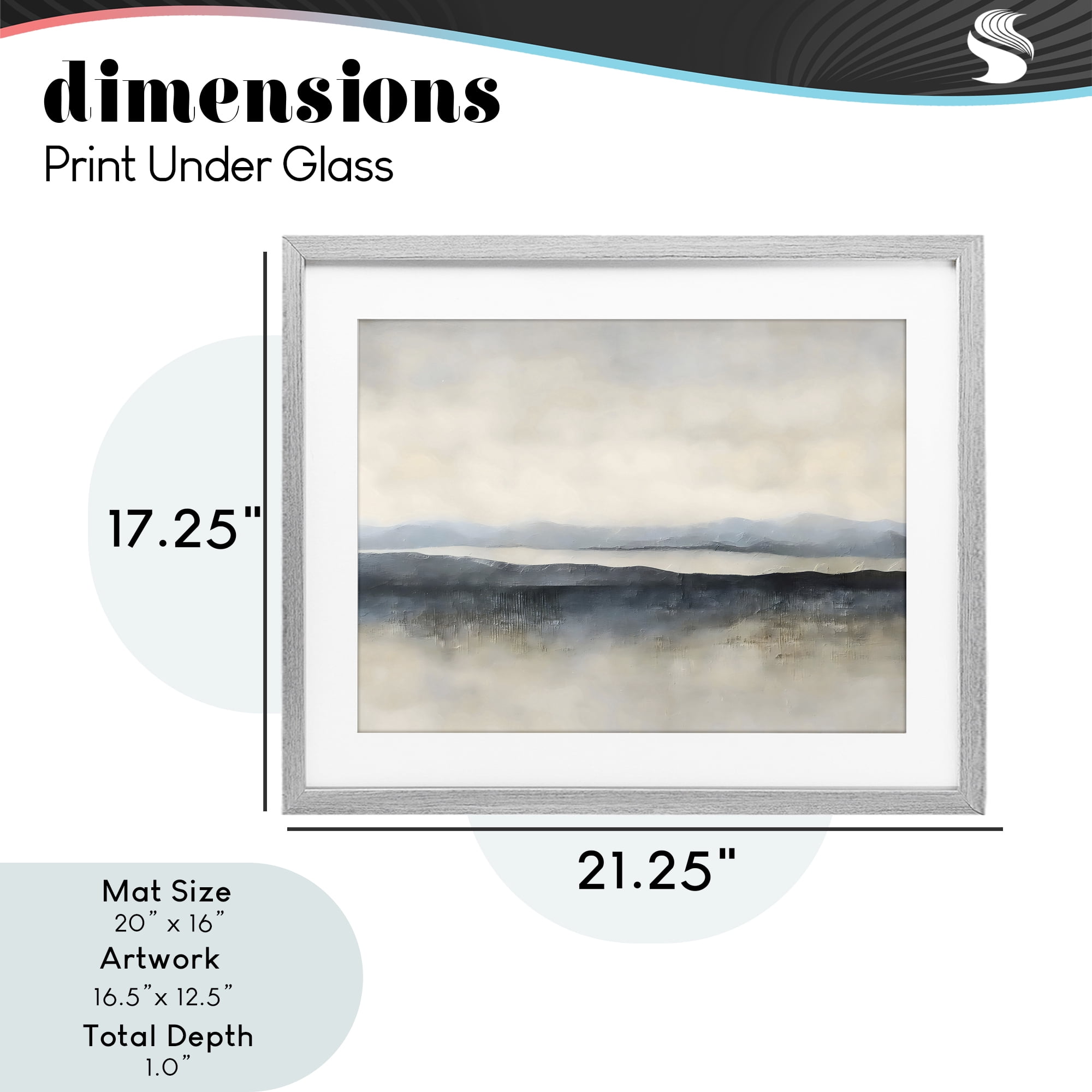 Stupell Industries Misty Muted Horizon Gray Framed Print Under Glass, design by Riley B