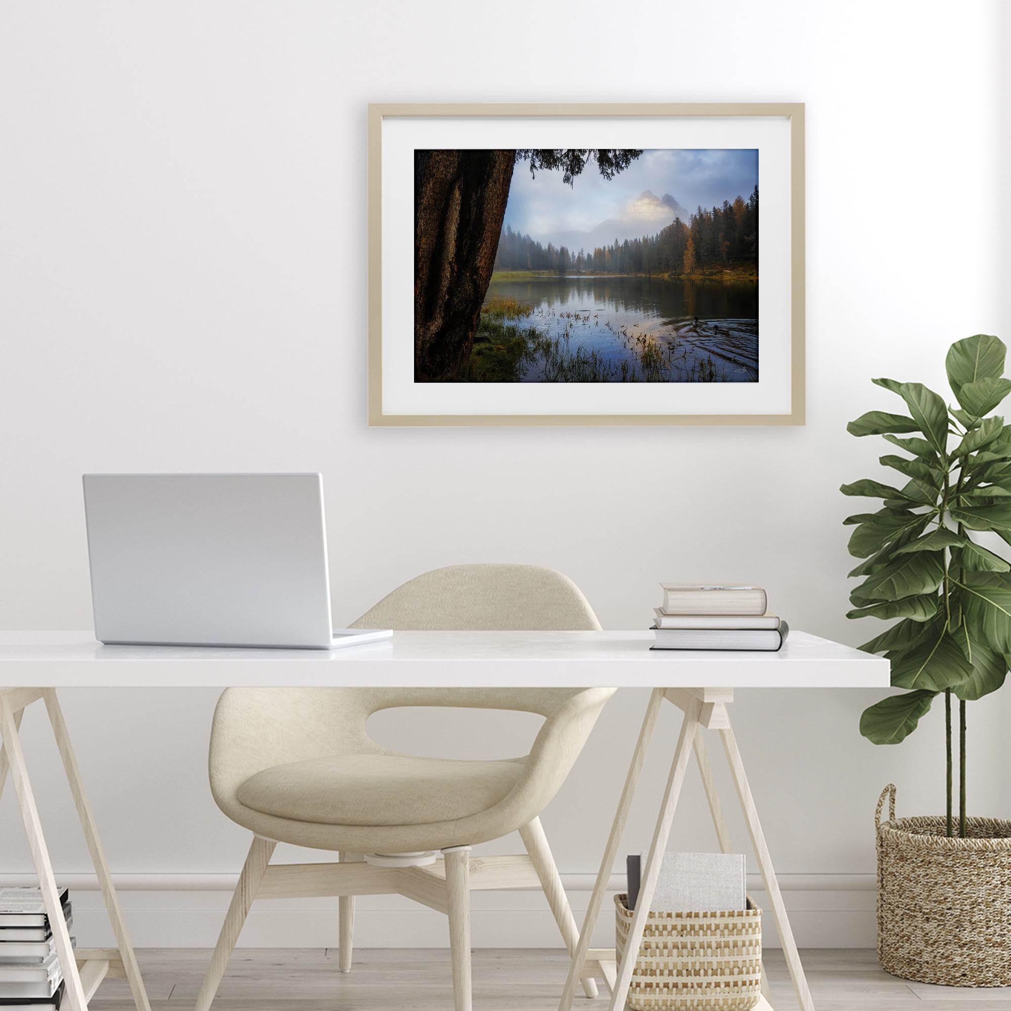 Stupell Industries Autumn Forest Reflections Birch Framed Print Under Glass, design by Martin Podt