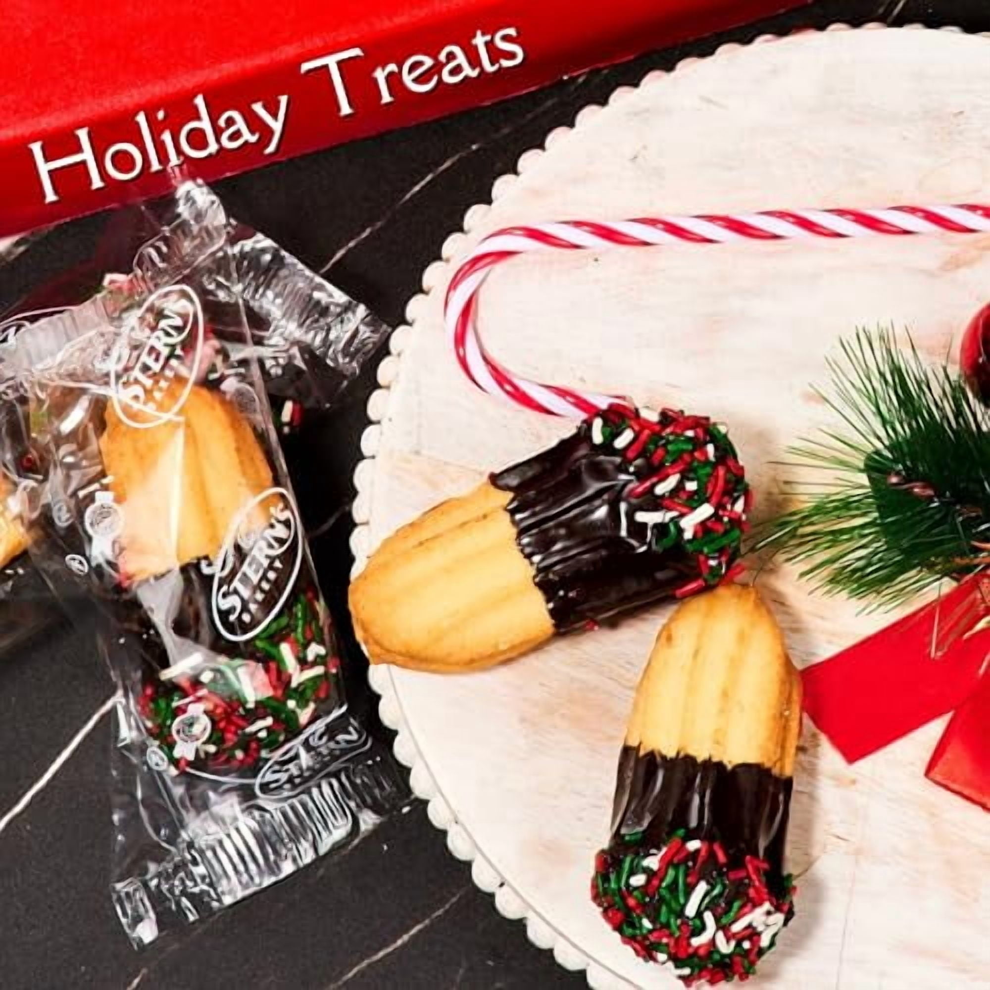 Christmas Cookies | Italian Chocolate Cookies Individually Wrapped Topped with Christmas Jimmies | Food Gift Baskets for Men, Women, Colleagues & Friends | Nut Free | Stern’s Bakery