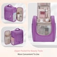 thumbnail image 3 of Narwey Hanging Toiletry Bag with Hook Quilted Travel Make up Bag with Multiple Compartments, Cosmetic Organizer Dopp Kit for Women Men, Medium, Purple, 3 of 10