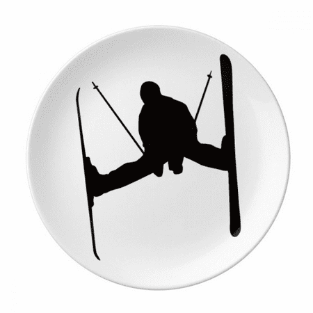 

Black Skiing Winter Sport Outline Plate Decorative Porcelain Salver Tableware Dinner Dish