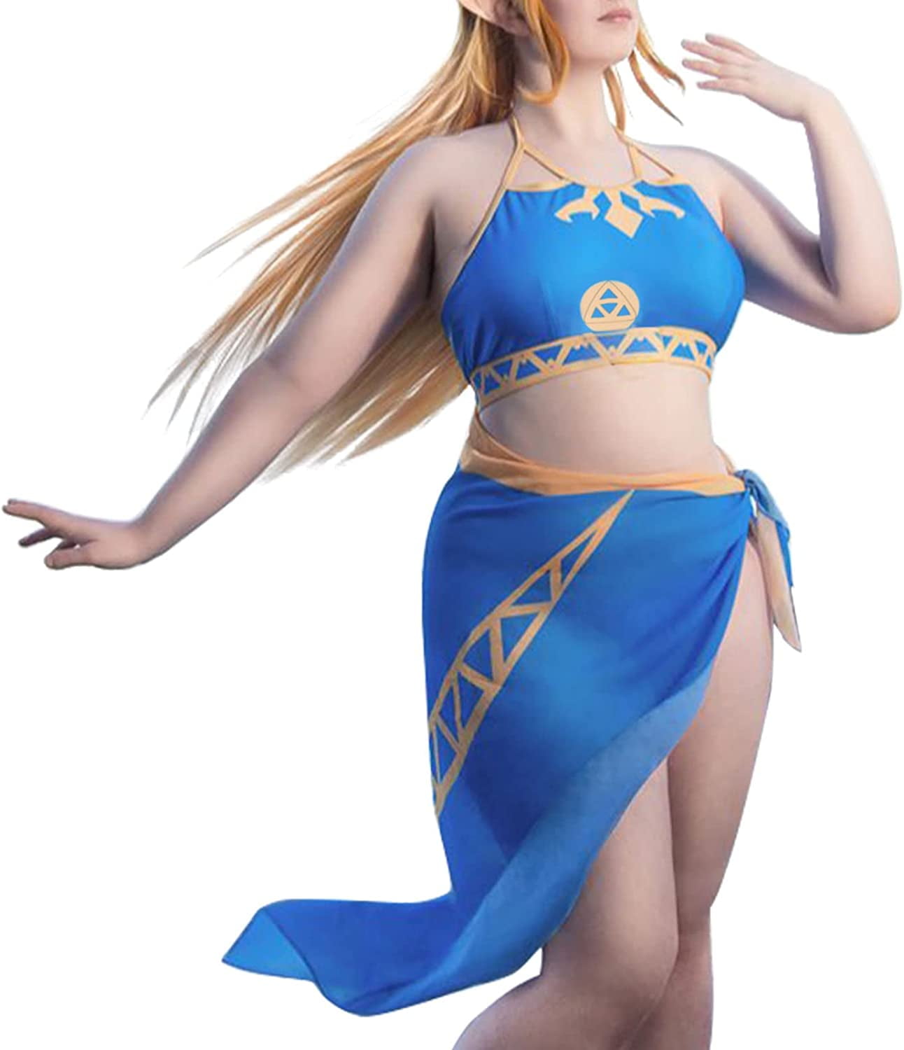 Grojimts Anime Style Swimsuit Princess Zelda Cosplay Bikini Halter