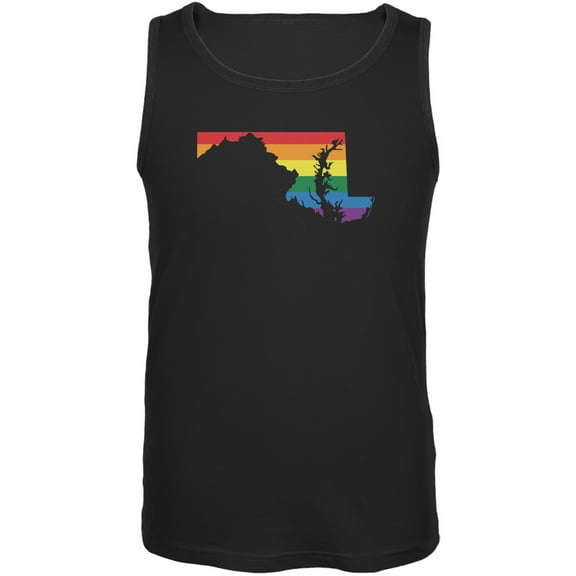 Maryland LGBT Gay Pride Rainbow Black Adult Tank Top - 2X-Large