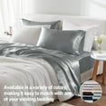 thumbnail image 3 of 4 Piece Solid Color Satin Sheet Set (1*Flat Sheet + 1* Fitted Sheet + 2*Pillowcases), Luxurious And Silky With Natural Sheen, 3 of 21