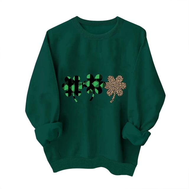 Hauts à Manches Longues pour la Saint-Patrick pour Femmes Garçons Filles Chandail à Capuche Col Rond Chandail Décontracté